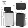 45L Stainless Steel Sensor Bin - Silver Tone