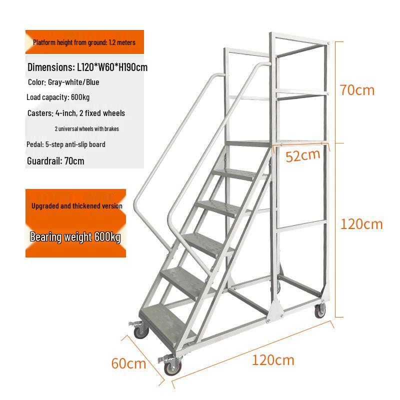 Anti-Slip Movable Climbing Ladder for Warehouse and Supermarket Storage