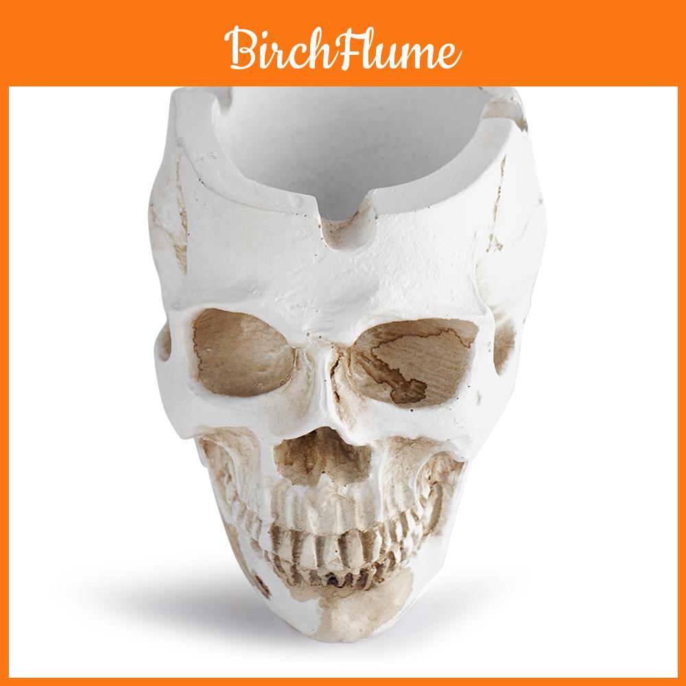 Skeleton Skull Resin Decor Ashtray With Handcrafted Carving For Halloween Home Office Ornament
