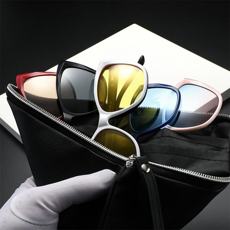 2328D New Retro Set Of Sunglasses For Women Butterfly Magnetic Clip Sun Glasses TR Cat Eyes Frame -0.5 -1.0 -2 to -6