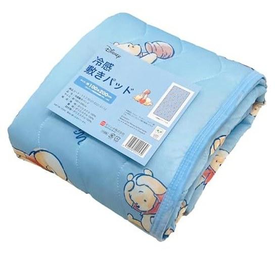 MORIPiLO Disney Cooling Mattress Pad Single (Winnie Pooh Honey Summer Cool Sheet) Blue 100x200cm Goods Bed Futon Adult Cute Soft Character Morishita