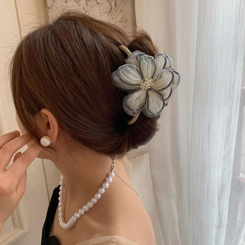 Bohemian pearl flower hair clip half-up half-up hairpin