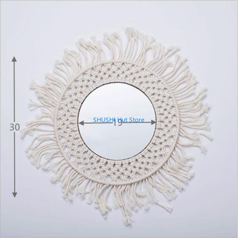 

Handmade Macrame Mirror Wall Makeup Mirrors Dressing Room Bathroom Home Decorati D57B