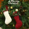 1PC Christmas Knitted Stockings Decor Festival Gift Bag Fireplace Xmas Tree Hanging Ornaments Decor Red White Christmas Sock Red