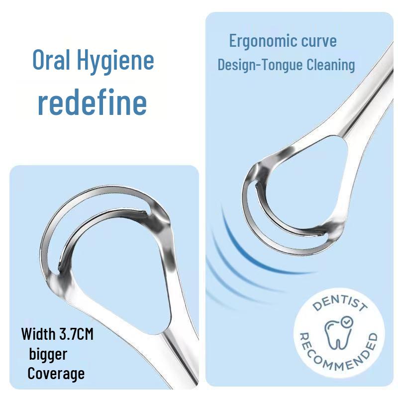 Stainless Steel Tongue Scraper Set - Large Double-Layer Design for Oral Cleaning and Fresh Breath