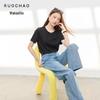 Sancai Women's Plus Size Loose Round Neck Short Sleeve T-Shirt