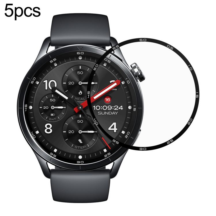 5er-Pack gebogene 3D-Verbund-Weichbildschirmschutzfolie für Xiaomi Watch S5 46mm