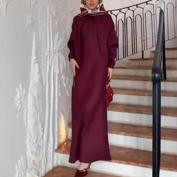 In the Autumn of 2026, the New European, American and Amazon Cross-border Long-sleeved Short Coat Long Dress Two-piece Set