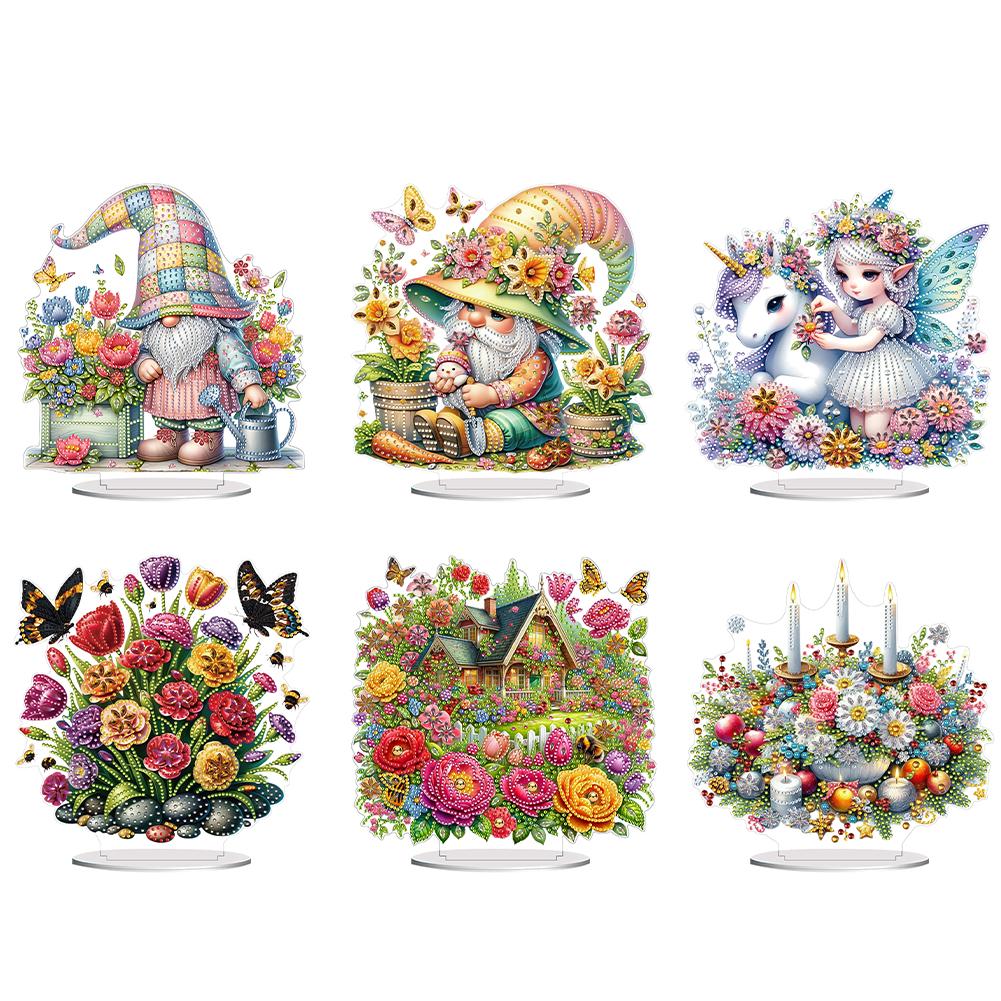 Acryl Spezialform Blumenhaus Tischplatte Diamantmalerei Ornament-Sets Diamantmalerei Schreibtischdekorationen für Erwachsene Anfänger