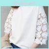 Baumwoll-Sommer-Spitzen-Kurzarm-T-Shirt für Damen mit Rundhalsausschnitt und Lässigem Stil
