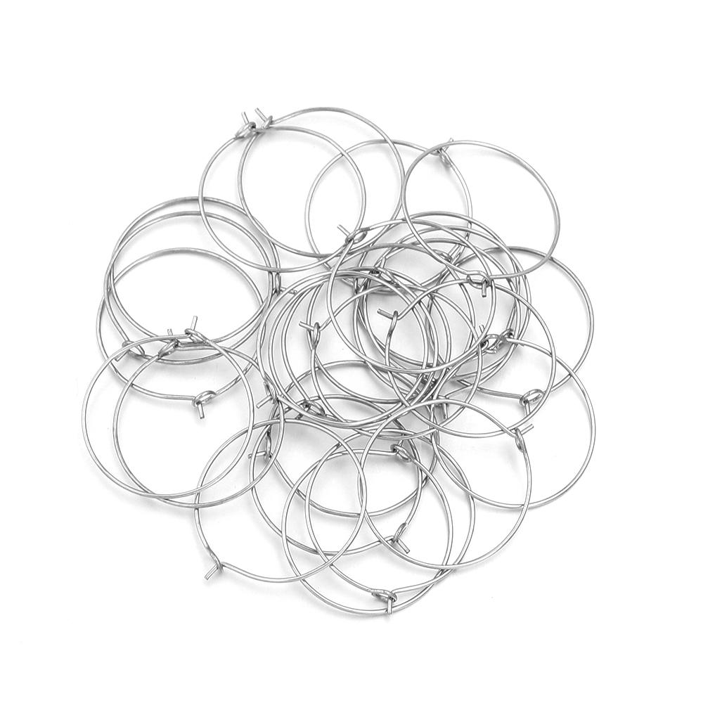 30pcs 20 25 30 35mm Stainless Steel Hoops Earrings Round Big Circle Ear Wire Hoop Wires For DIY Jewelry Making Earrings Supplies