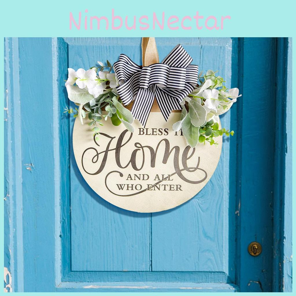 Hölzerne Garten-Willkommensplakette mit künstlicher Blüte und Schmetterlingsbindern für den Außeneingang