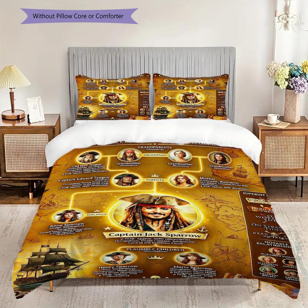 Jack Sparrow'S Adventure Pirate'S Life Bedding 1 Duvet Cover 2 Pillowcase Without Core Christmas Birthday Gift Duvet Cover And Pillowcase