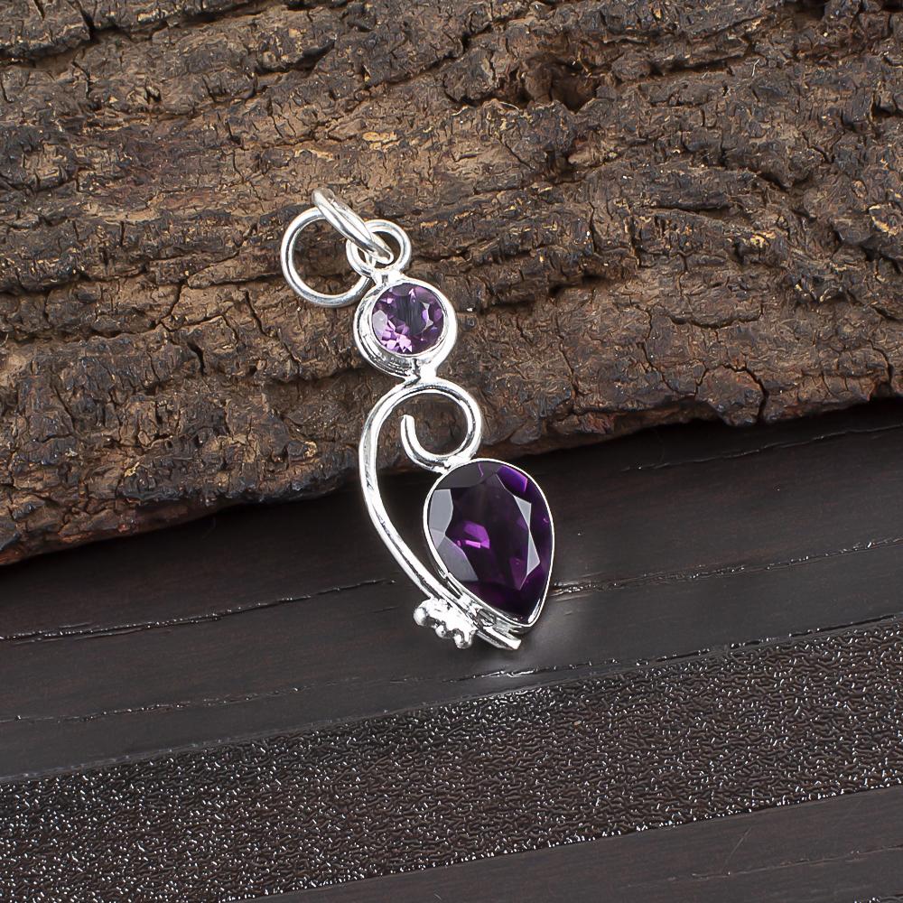 

Удивительный кулон с африканским аметистом, Кулон с драгоценным камнем ручной работы, Кулон из стерлингового серебра 925 пробы, Бохо-украшение, Для подарка на помолвку 1.47 Inches фиолетовый