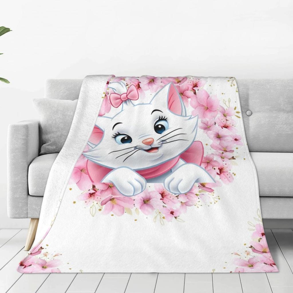 Marie Cat Blanket Warm Aesthetic Plush Throw Blanket For Bedroom Airplane Travel Flannel Bedspread Bed Cover