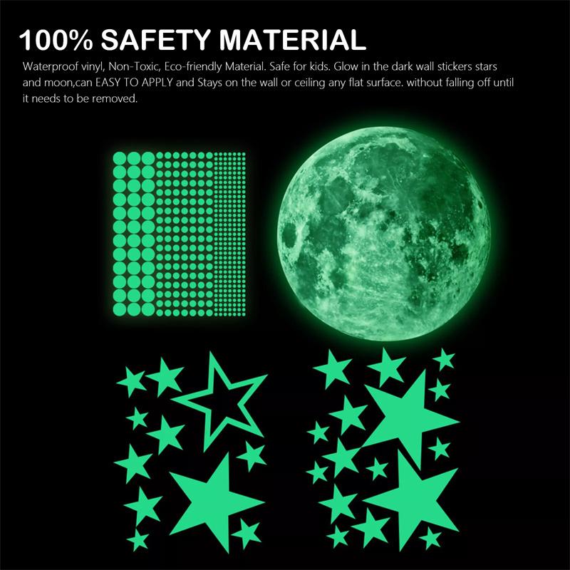 435Pcs/Set Luminous Moon Star Wall Sticker For Kids Bedroom Ceiling Home Decoration Diy Decal Glow In The Dark Wallpaper Mural