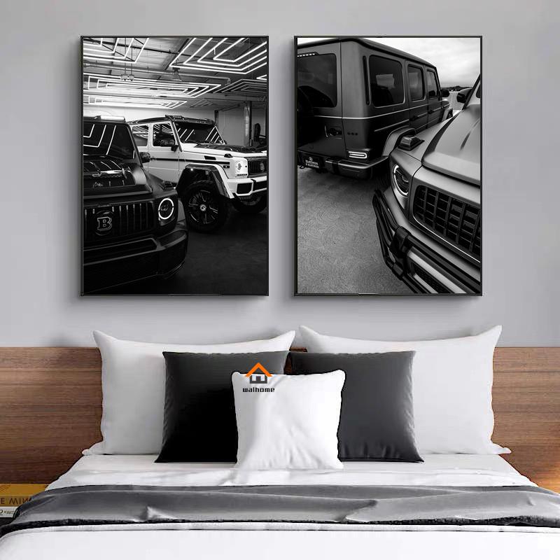 Mode Lyxbil Sexiga Kvinnor Moderna Svartvita Dekorativa Målningar Canvas Väggkonst Bilder Foton Vardagsrum Heminredning