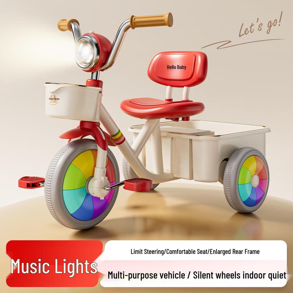 Children's Pedal Tricycle with Lights & Music for Ages 2-5