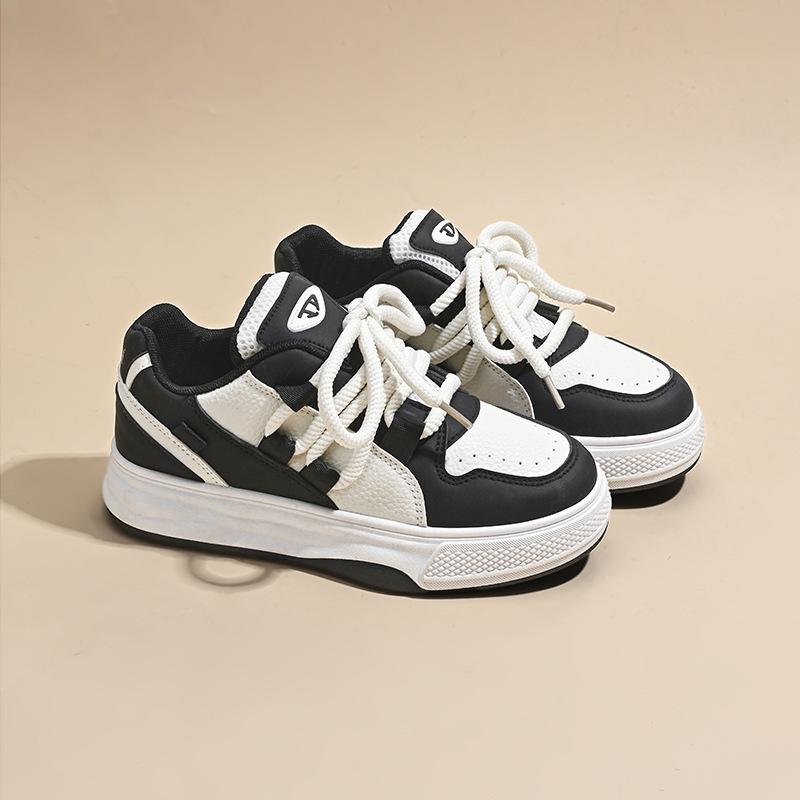 

Женские белые кроссовки на платформе 2025 - Ретро колор-блок, на толстой подошве, универсальные повседневные кроссовки в стиле папа Size 40 бежевый/чёрный