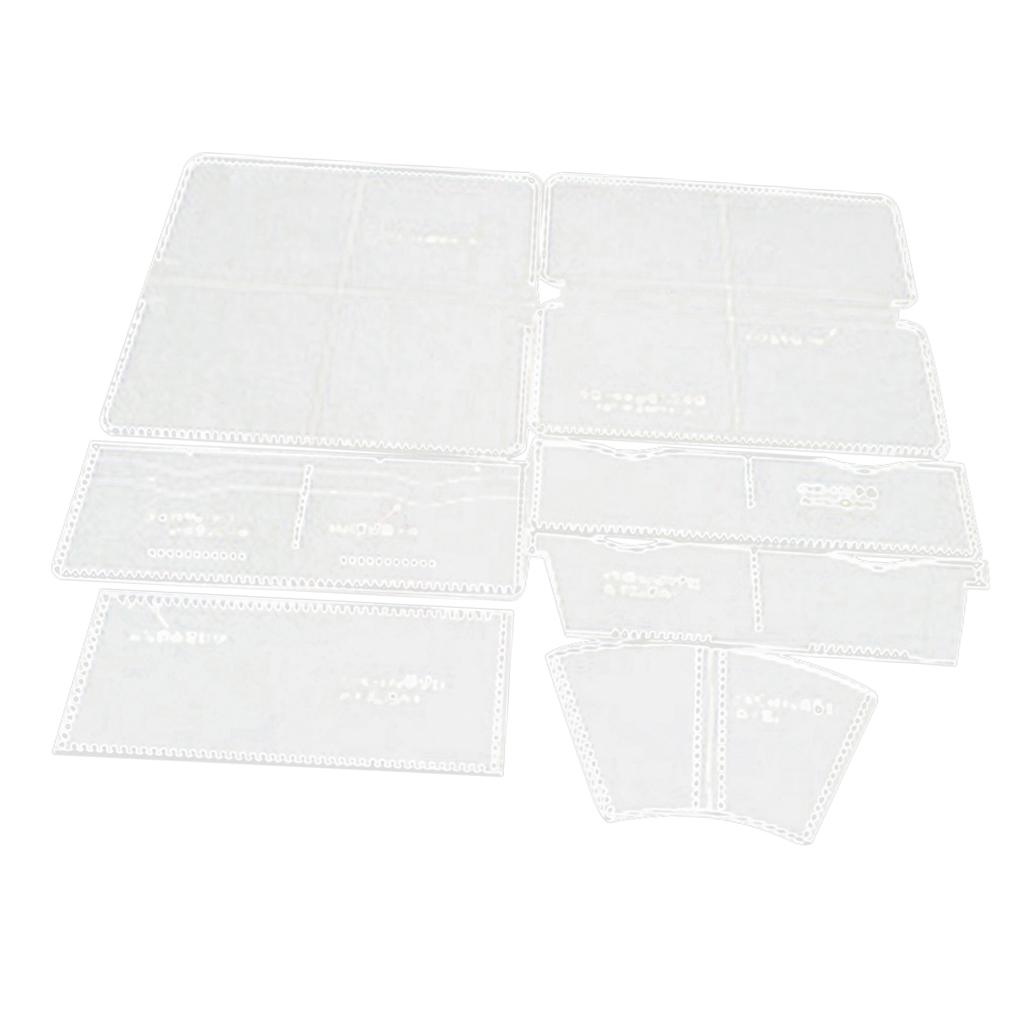 7Pcs Leather Craft Clear Acrylic Clutch Bag Pattern Stencil Template Tool