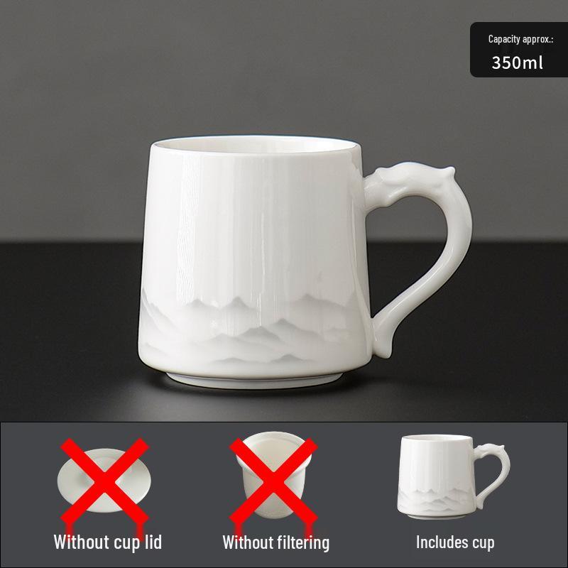 Lamb Fat Jade Ceramic Tea Cup with Separator - Dragon Boat Festival Gift Set