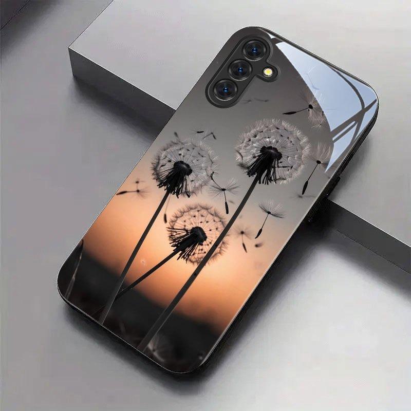 Dandelion Floating Fluff Pattern Tempered Glass Phone Case For iPhone 17 16 15 14 13 12 11 Pro Max 17 Air 7 8 Plus XR XS X Cover