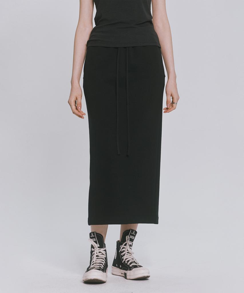 MONOPHOBIA Cotton Jersey H-Line Skirt Black