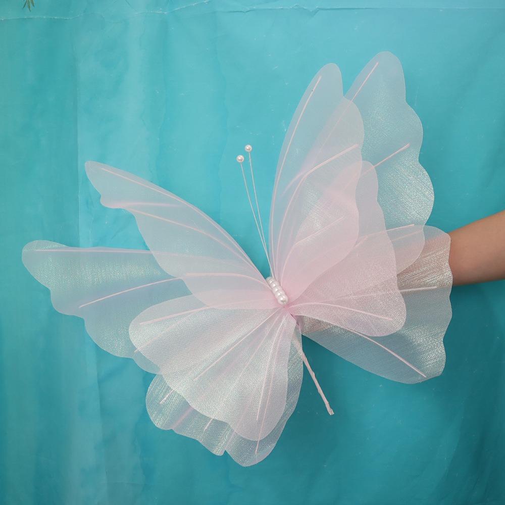 30/50cm Fake Butterfly Outdoor 3D Silk Yarn Butterfly Wedding Party Decoration
