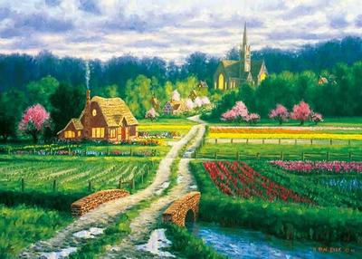 APPLEONE Ogród Kwiatowy i Domek na Kółkach Puzzle x 38 Wyprodukowano w Japonii 500-298 (Randy Peek) 500-częściowy (53 cm)