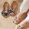 Pantofole da Donna in Lino e Rattan con Fiocco - Stile Coreano