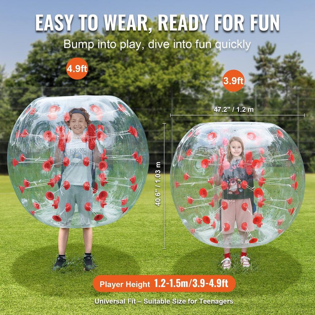Inflatable Bumper Ball 1-Pack, 4FT/1.2M Body Sumo Zorb Balls for Teen & Adult, 0.8mm Thick PVC Human Hamster Bubble Balls for Outdoor Team Gaming