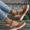 New Fashion Plus Size Women's Closed Toe Wedge Heel Thick Sole Hemp Splicing Roman Sandals