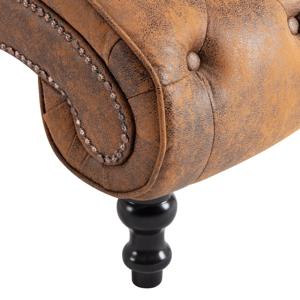 Chaise Lounge In Brown Suede Look Faux Leather
