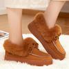 Women's Furry Cotton Low-Cut Snow Boots: Plus Size, Bow Design, Versatile, Thick-Lined