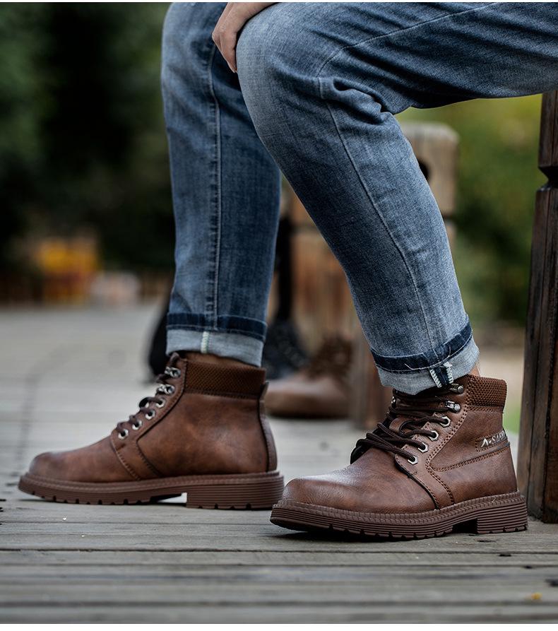 Chaussures de travail montantes pour hommes à embout en acier, Anti-écrasement, Anti-perforation, Antidérapantes, Résistantes à l'usure, Semelle en tendon de bœuf