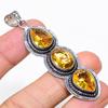 Citrine Gemstone Handmade 925 Sterling Silver Jewelry Pendant 2.76" KJ-75