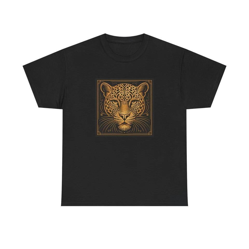 Unisex Adult T Shirt Art Deco Leopard Face Symmetry 4XL