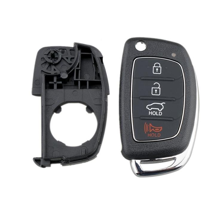 4-button Folding Car Key Shell with Metal Edge Solaris Ix35 Ix4 Santa For Hyundai Sonata 2014-2017 / Tucson 2016-2019 / Santa Fe 2013-2016