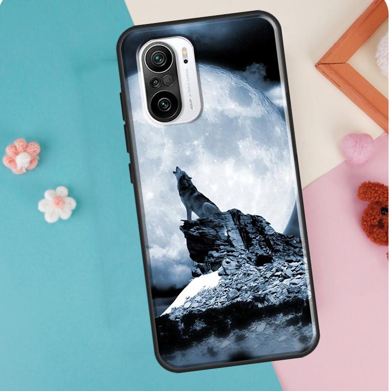 Moon Roaring Wolf Case For POCO F3 F1 F2 M3 M4 X4 Pro GT X3 Pro Cover For Xiaomi Mi 11 Lite 12 X Mi 11T Pro