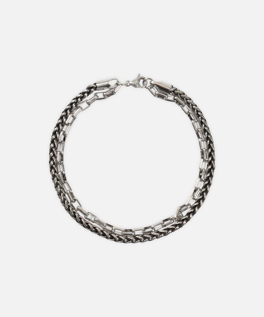 Draw Fit Double Chain Layered Bracelet [Silver]