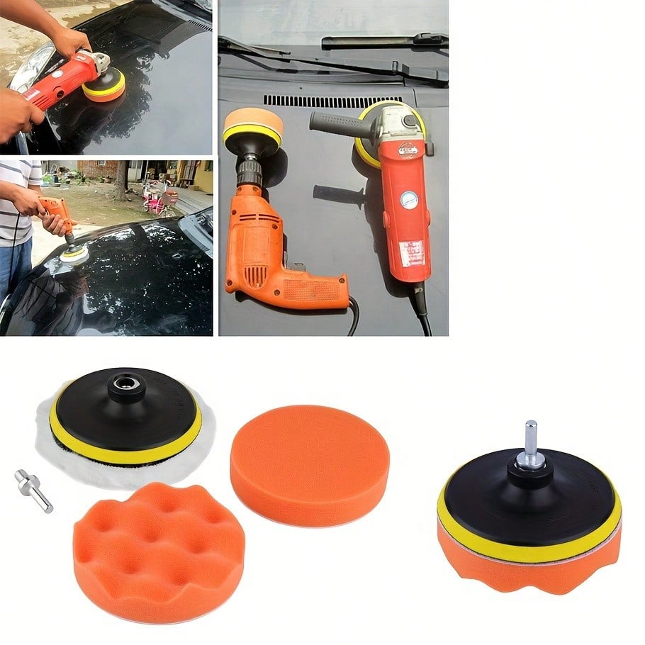 Polishing Sponge Plate Set - Imitation Plush Waxing Grinding Cleaning Wheel for Car Beauty Electric Drill