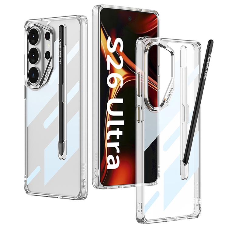 GKK Space Series Airbag Full Coverage Phone Case with Pen Slot & Stylus For Samsung Galaxy S26 Ultra 5G серебряный