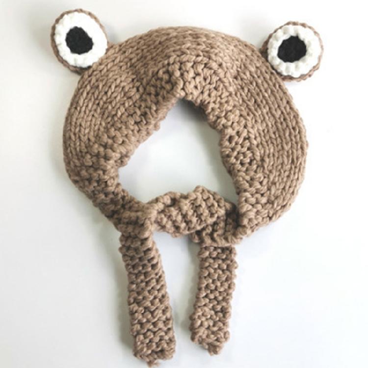 Cute for Frog Hat Big Ears Headgear Cartoon Knitted Hat Winter Warm Headdress