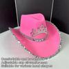 Strass Kronen Cowgirl Hut für Damen Rollkrempe Rollenspiel Cowgirl Hut Hochzeitsfeier Requisiten Junggesellinnenabschied Kopfschmuck