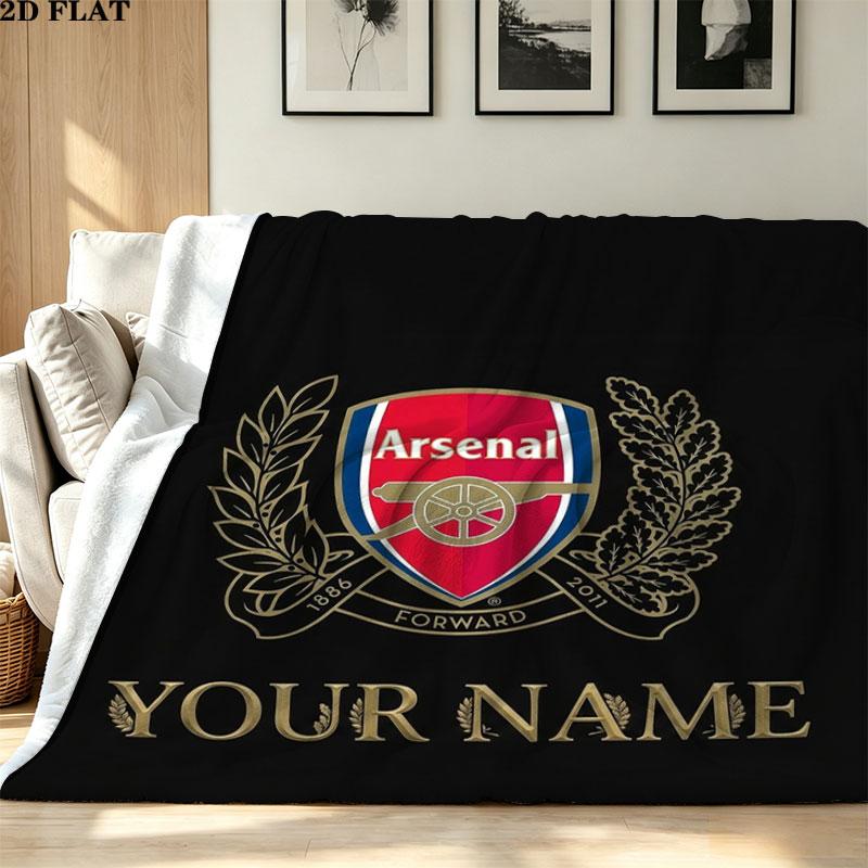 1PC Arsenal F Custom Name Patterned Flannel Blanket Suitable For All Seasons for Home Decor Warmth and Comfort Gifts Holiday Present