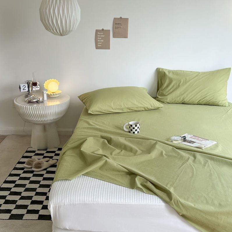 

Ins Minimalist Solid Color Brushed Thick Skin-friendly Bed Sheet for Single Student Dormitory 120*230