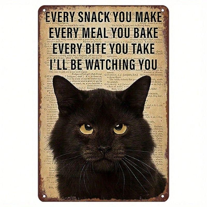 Vintage Metal Poster Wall Art Cat Retro Sign Bar Decor