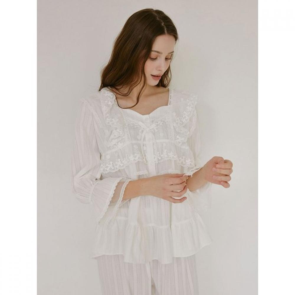 Lunaluz Damen S Baumwolle Quadratischer Ausschnitt Langarm Zweiteiliger Pyjama Angleling