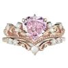 Luxury New Rose Gold Crown Ring, Inlaid with Pink Love Zircon Ring European Beautiful Women Jewelry