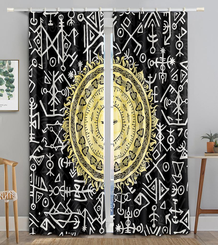 Gothic Galaxy Bedroom Decor Celestial Starry Witchy Mandala Diamond Teen Girls Women Living Room Window Drapes Fabric 2 Panels